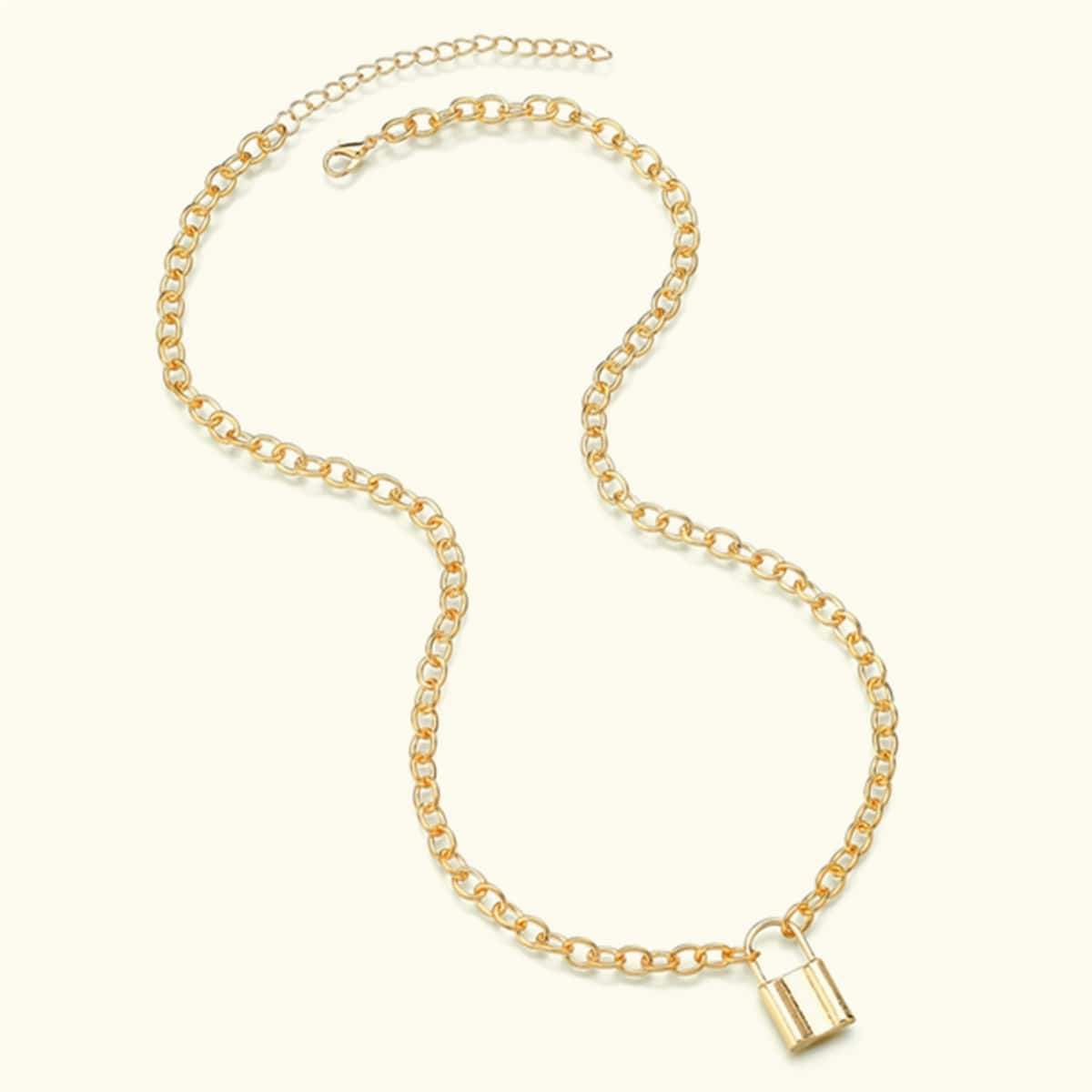 

1pc Guys Lock Chain Necklace, Gold