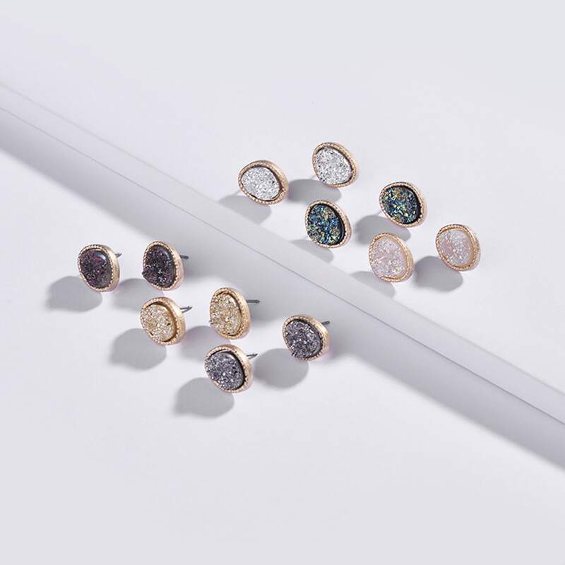 

6pairs Glitter Stud Earrings, Multicolor