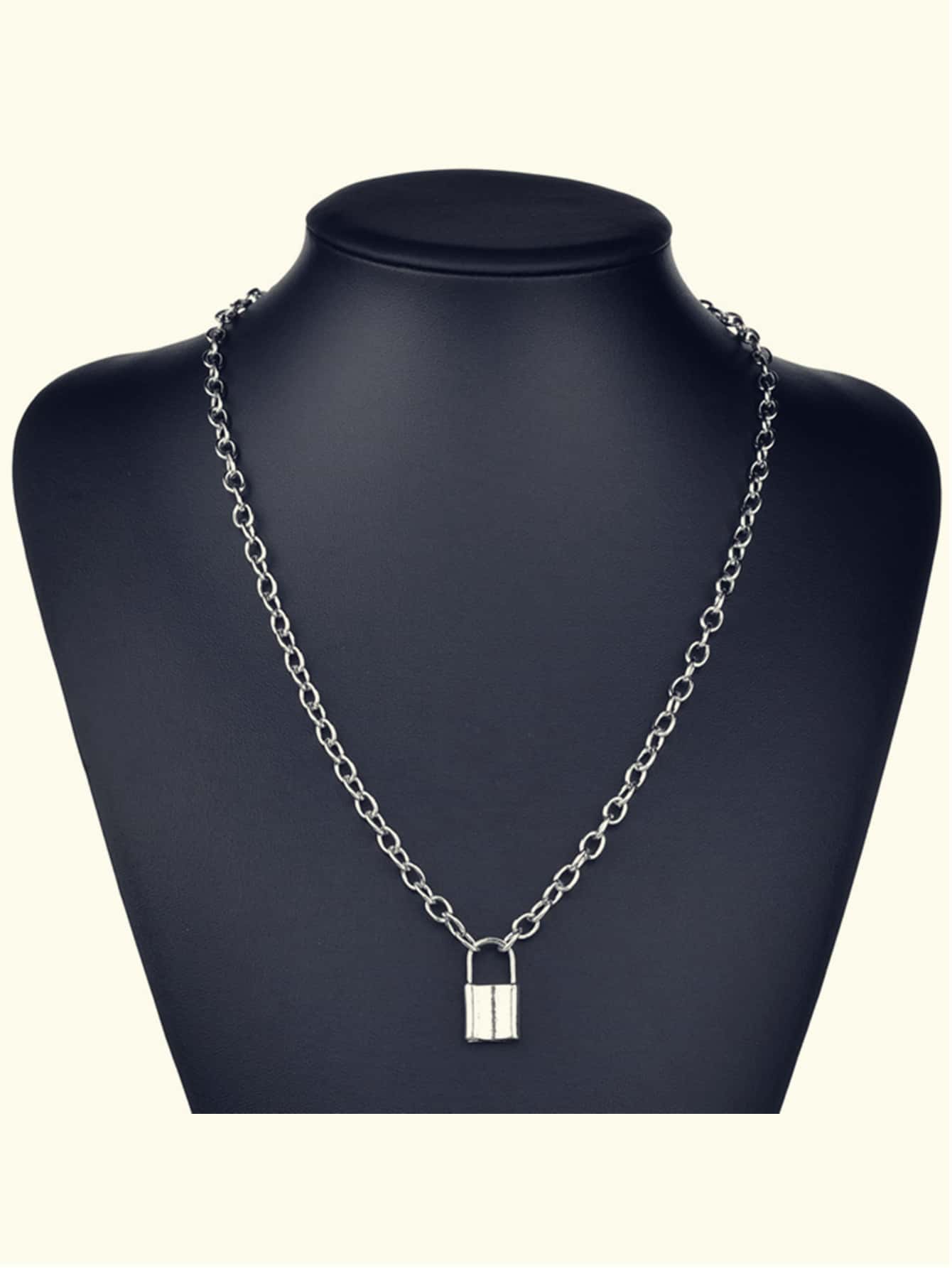 時尚流行1入組式男士鎖鏈項鍊合金，適合珠寶禮物和時尚外觀 - 銀色 - 查看 1