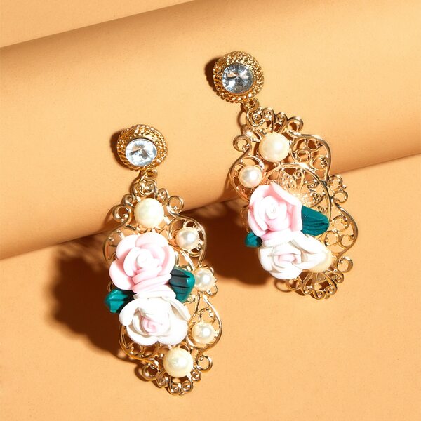 

Flower Decor Drop Earrings, Multicolor