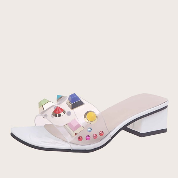 

Прозрачные мюли с массивным каблуком, Белый