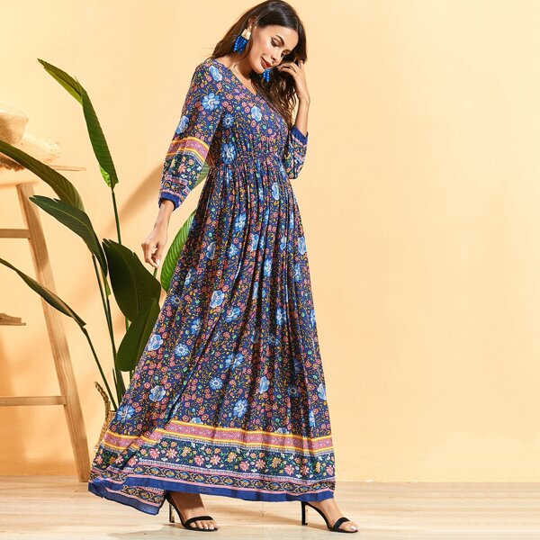 

Floral Print And Tribal Print Dress, Multicolor