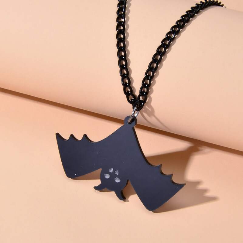

Bat Charm Necklace, Black