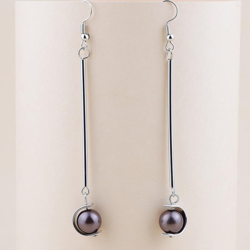 

Long Strip Drop Earrings, Silver
