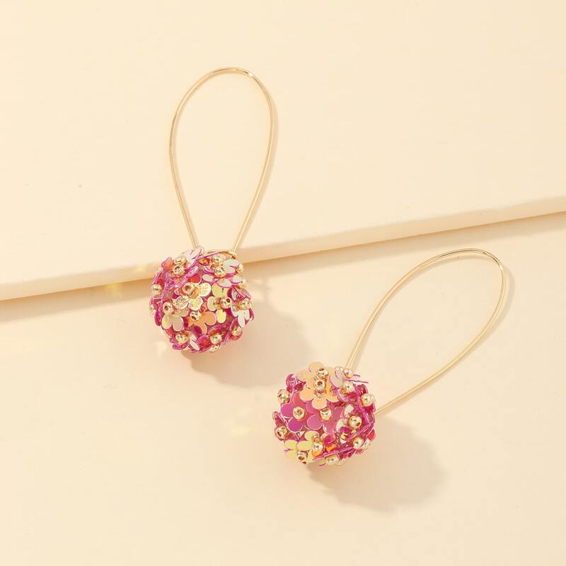 

Flower Ball Decor Earrings, Multicolor