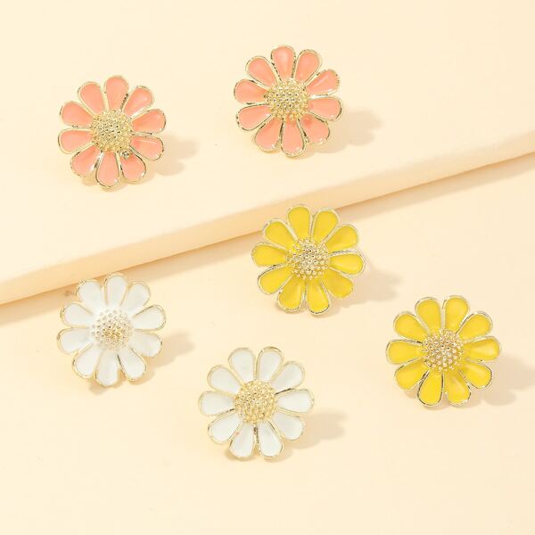 

Flower Design Stud Earrings, Multicolor
