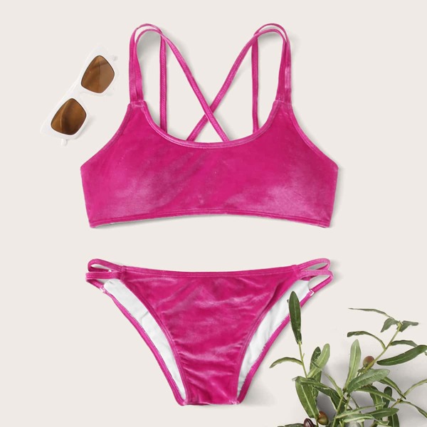 

Бархатый купальник бикини, Розовые