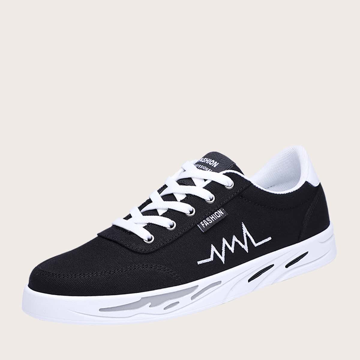 

Guys Lace-up Front Electrocardiogram Graphic Sneakers, Black