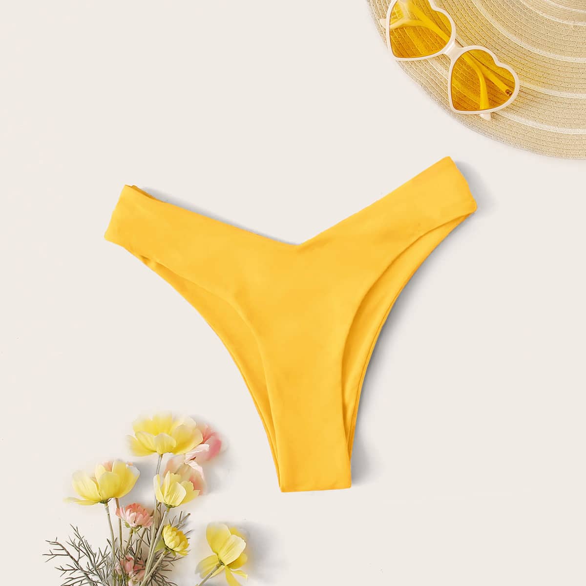 

Plain High Cut Bikini Panty, Yellow