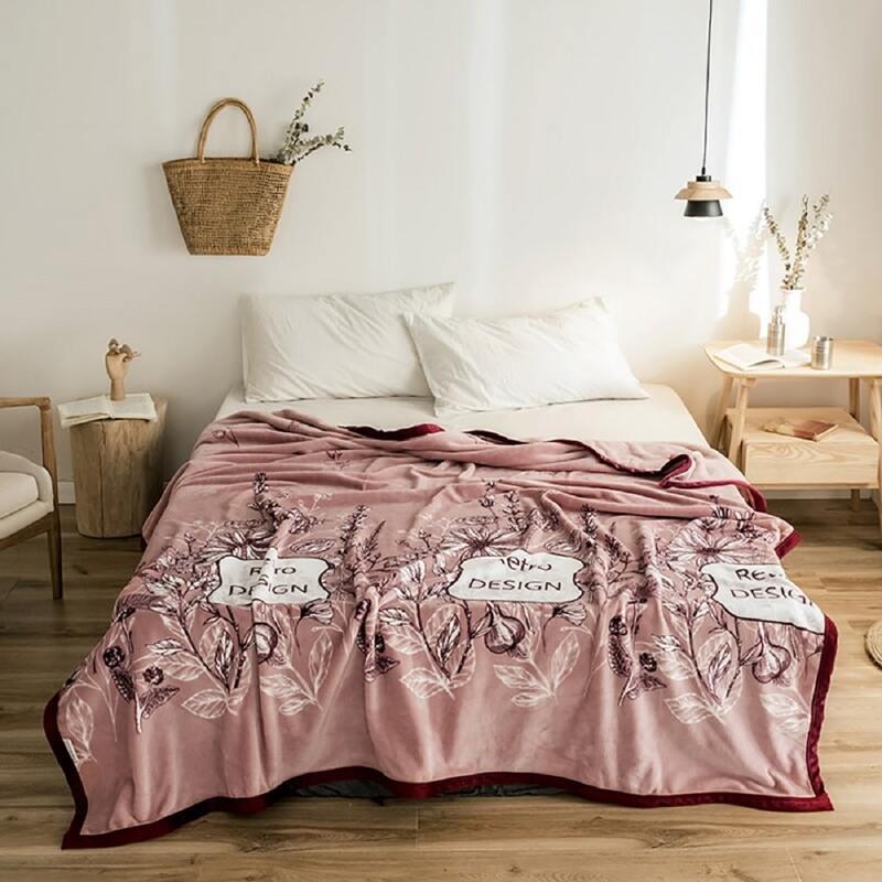 

Flower Print Blanket, Pink