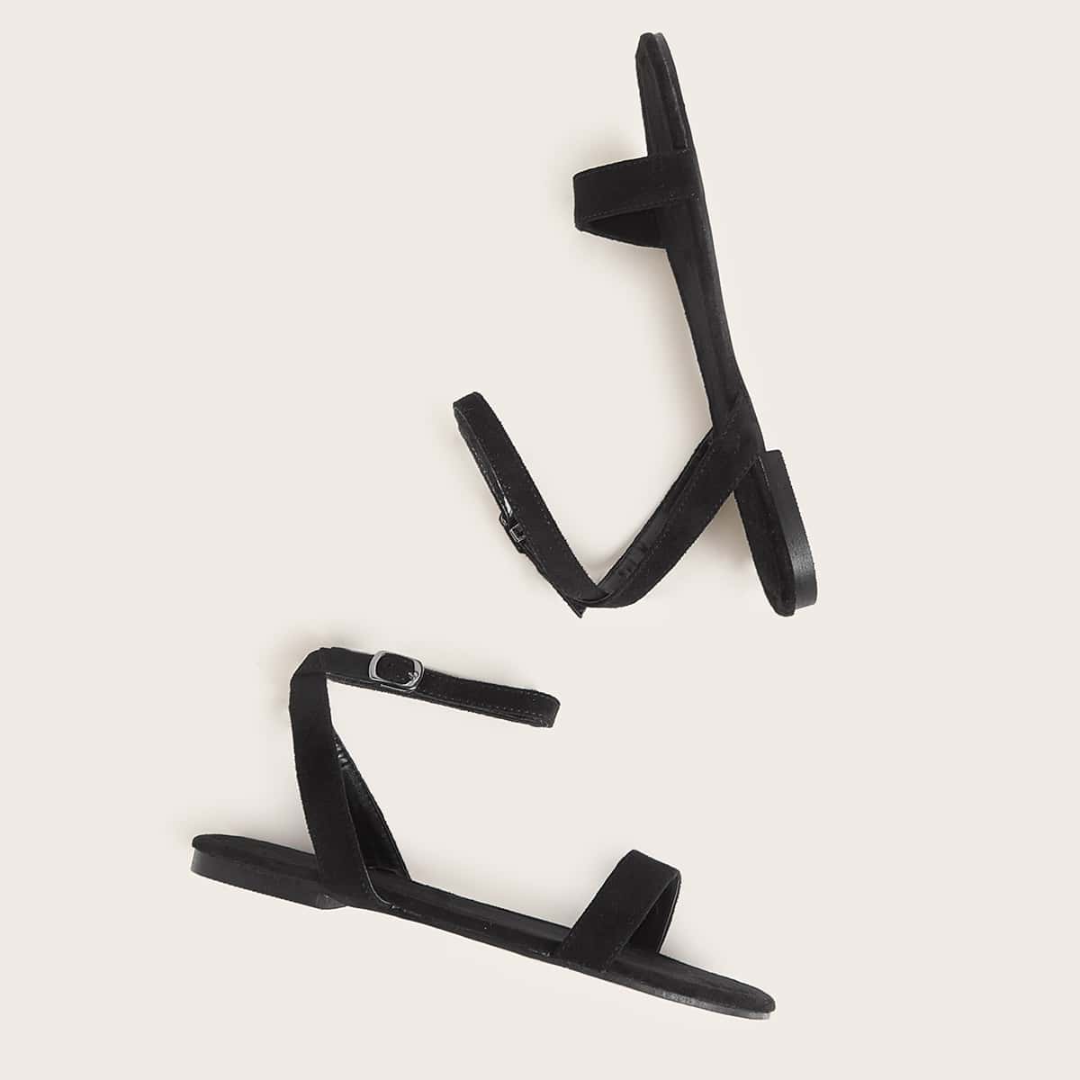 

Open Toe Ankle Strap Sandals, Black