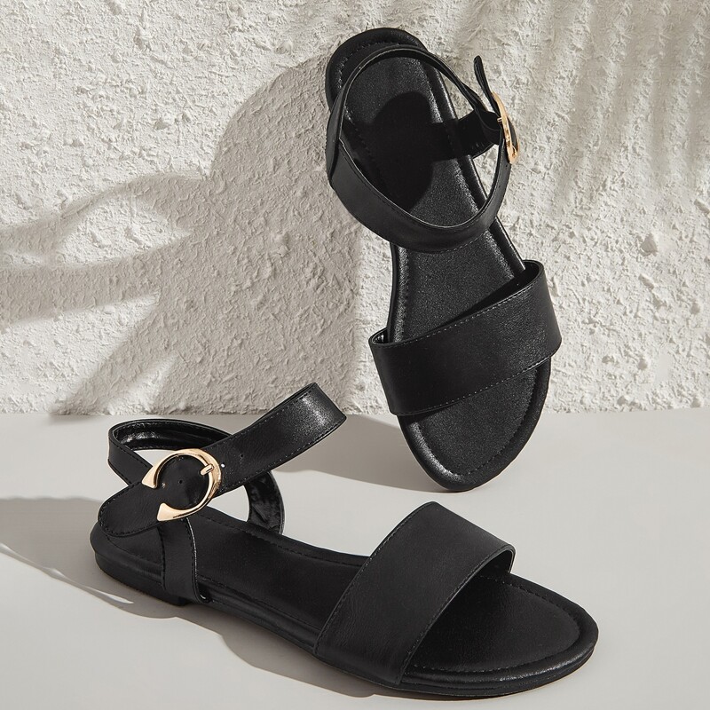 

Open Toe Ankle Strap Sandals, Black