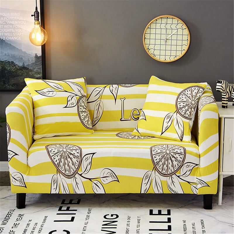 

Leaf Pattern Sofa Cover Without Cushion Cover, Yellow
