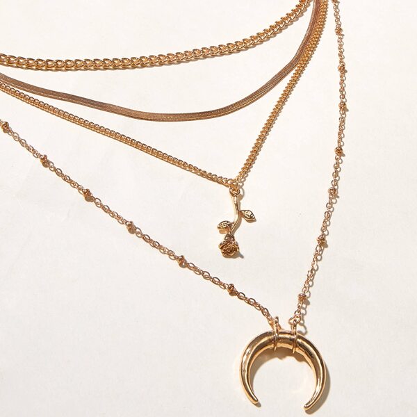 

Moon Charm Necklace, Gold