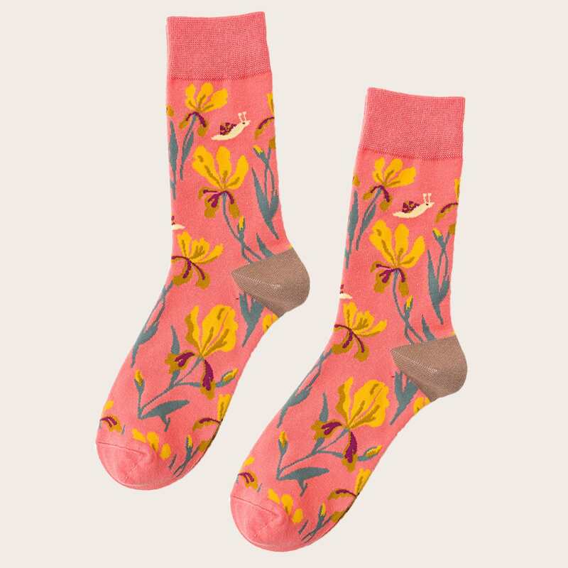 

Floral Pattern Socks, Pink