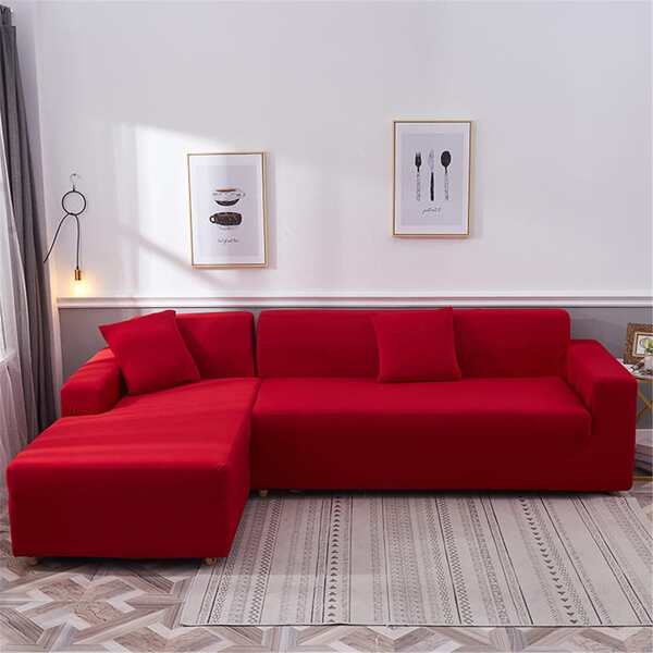 

Solid Sofa Cover Without Cushion Cover, Red