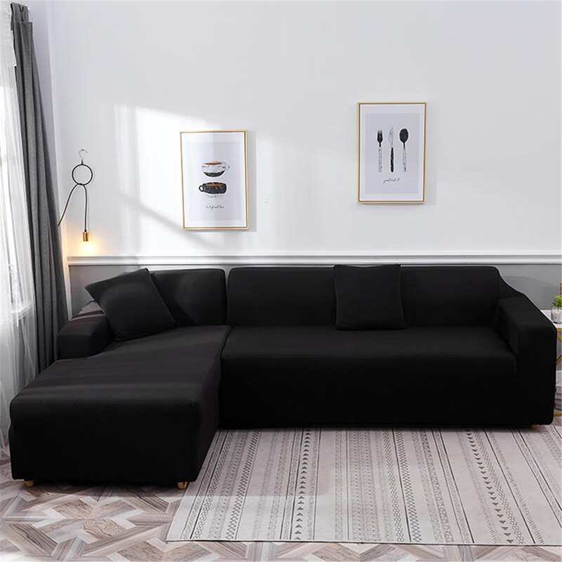 

Solid Sofa Cover Without Cushion Cover, Black