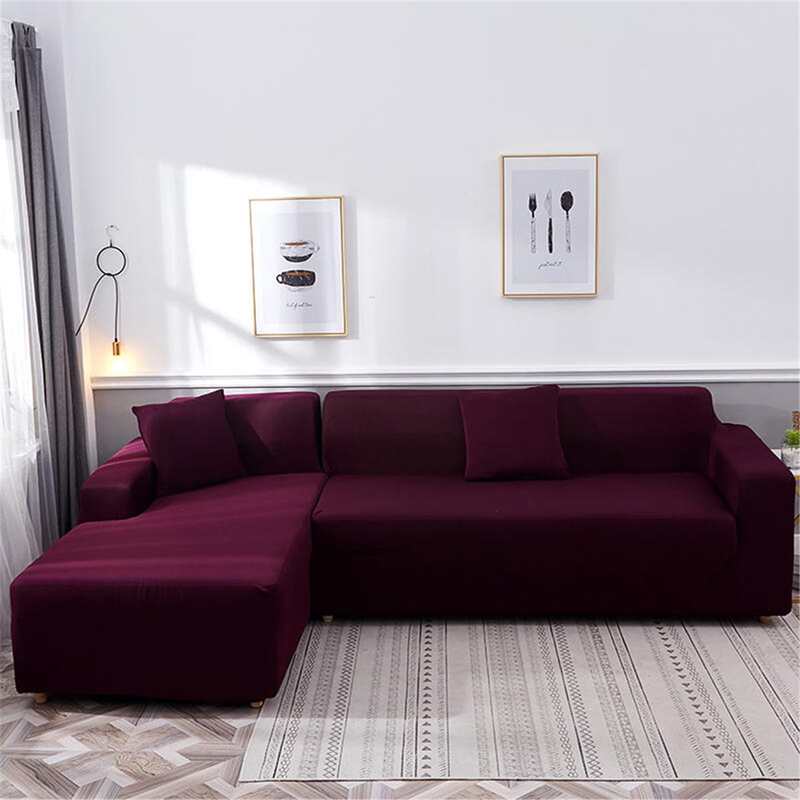 

Solid Sofa Cover Without Cushion Cover, Burgundy