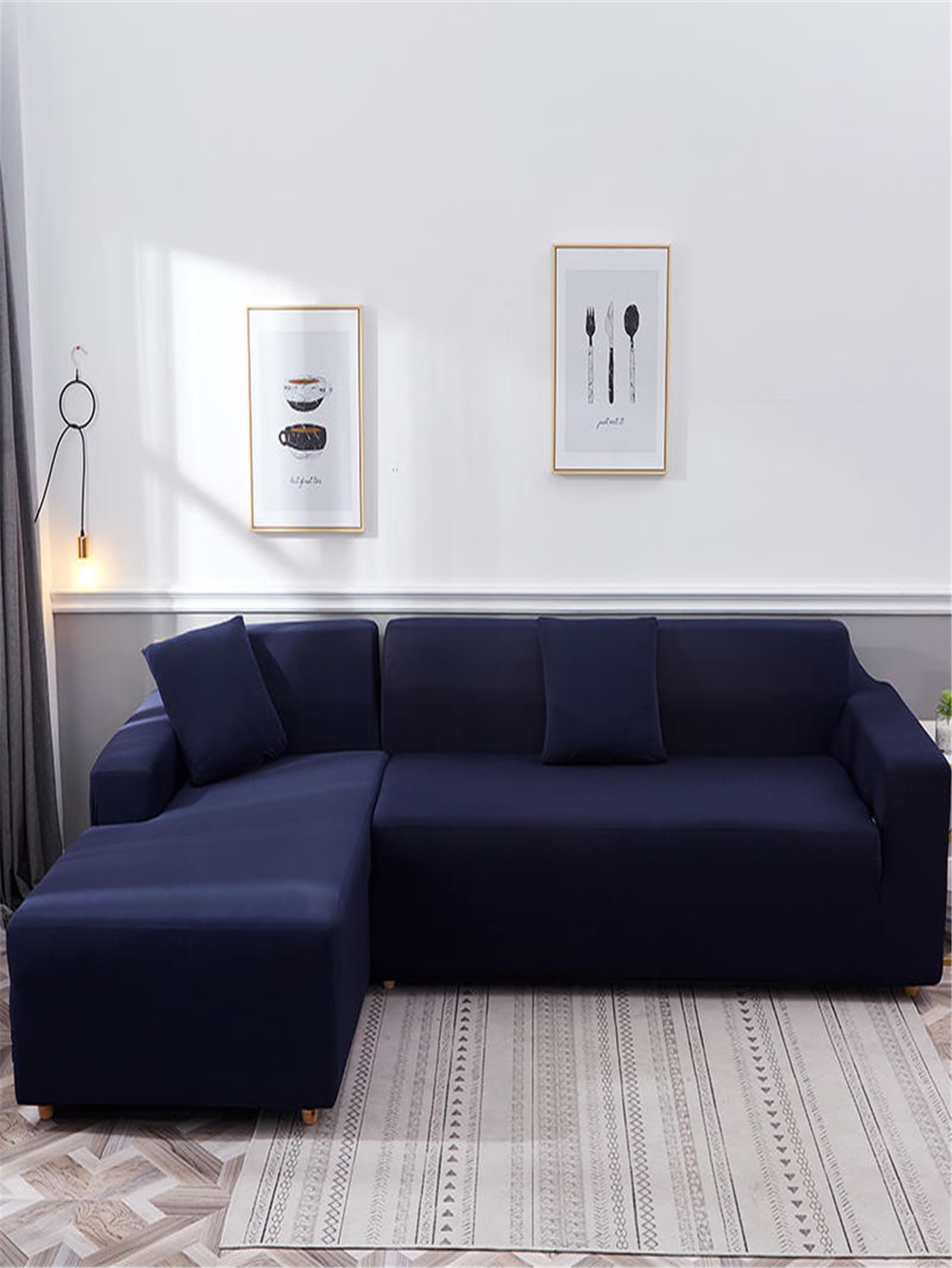 Bọc ghế sofa màu trơn - Màu xanh hải quân - Xem 1