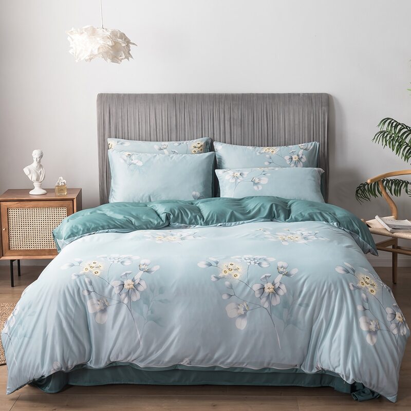 

Flower Print Bedding Sets Without Filler, Green