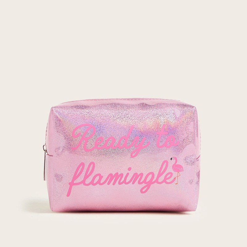 

Letter Graphic Glitter Clutch Bag, Pink