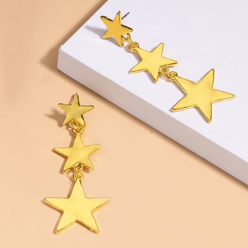 

Star Charm Drop Earrings, Gold
