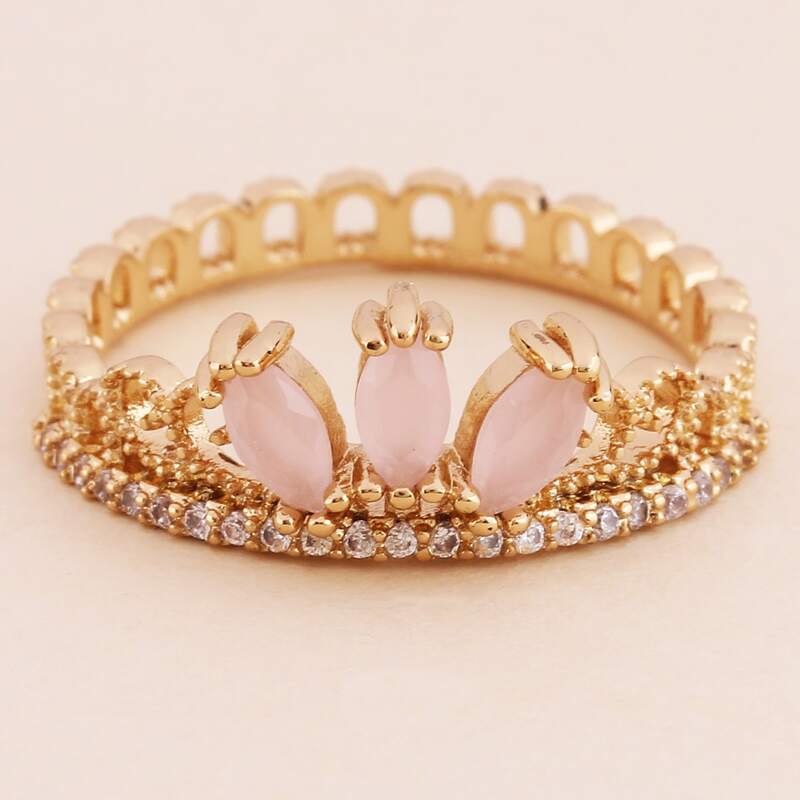 

1pc Rhinestone Engraved Crown Ring, Gold