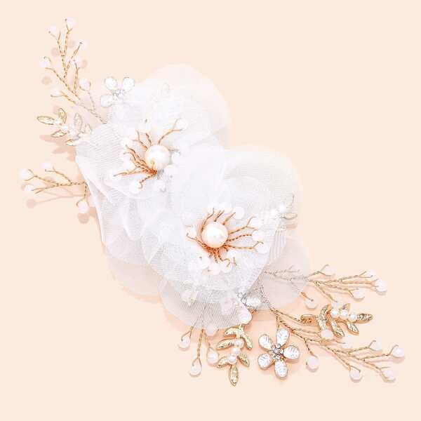 

Аксессуар для волос с декором сетчатого цветка, Белые