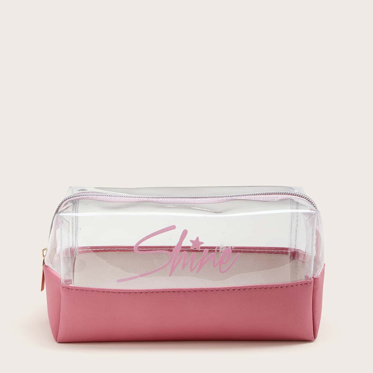 

PU Panel Makeup Bag, Pink