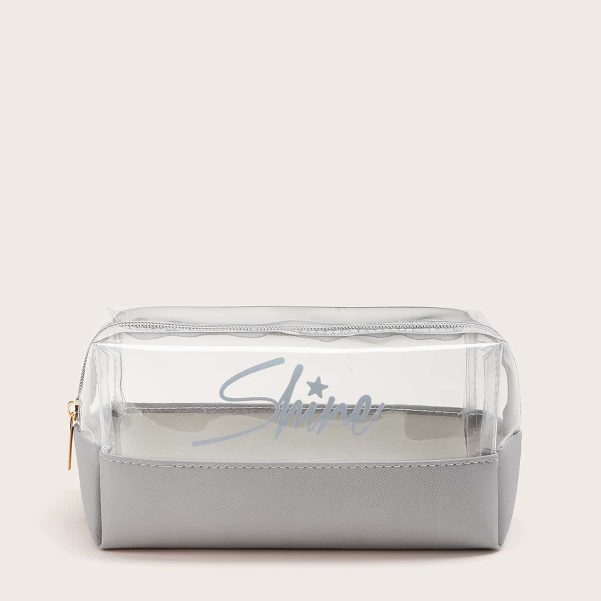 

PU Panel Makeup Bag, Grey