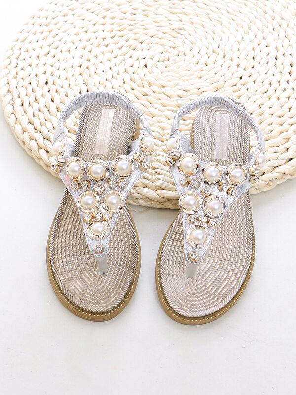 Sandalen met strass-steentjes en imitatieparels | SHEIN Nederland