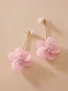 Andkiss Flower Charm Drop Earrings Valentines,Mom,Mother,Mother's Day,Gift - Pink - View 2