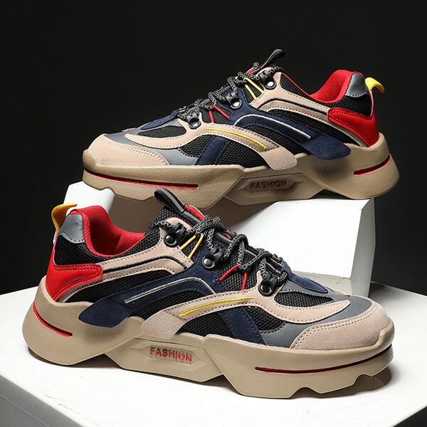 

Men Lace-up Front Colorblock Sneakers, Multicolor