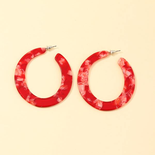

Cuff Hoop Earrings, Red