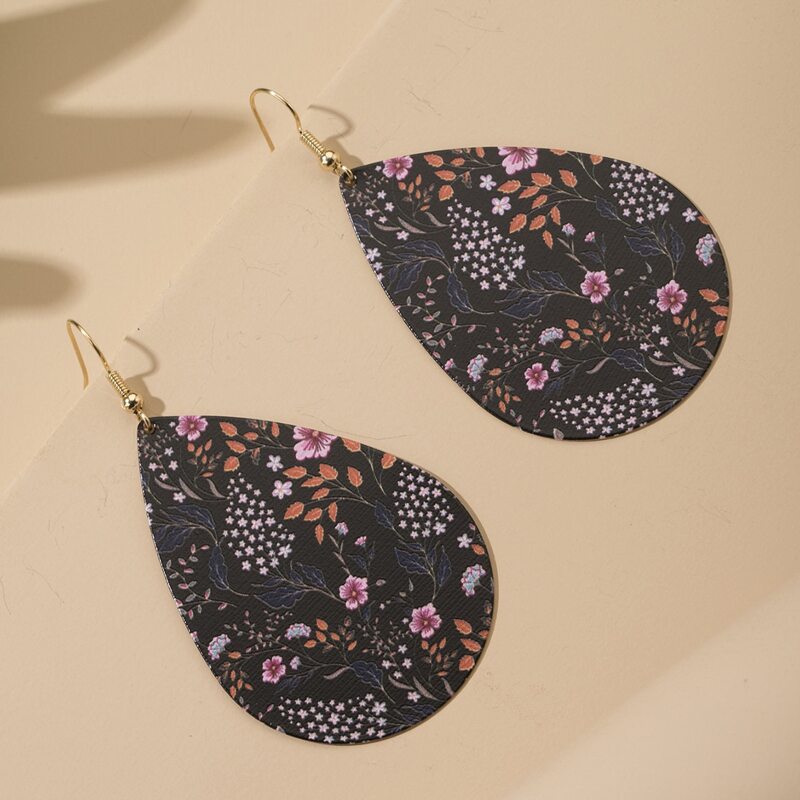 

Floral Pattern Water Drop Earrings, Multicolor