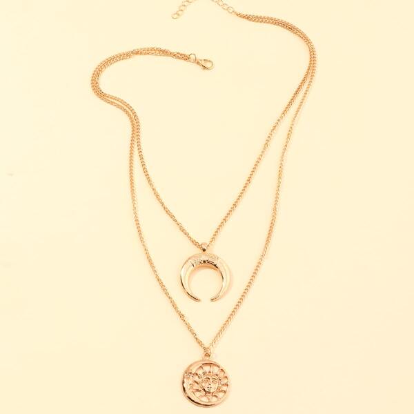 

Moon Charm Necklace, Gold