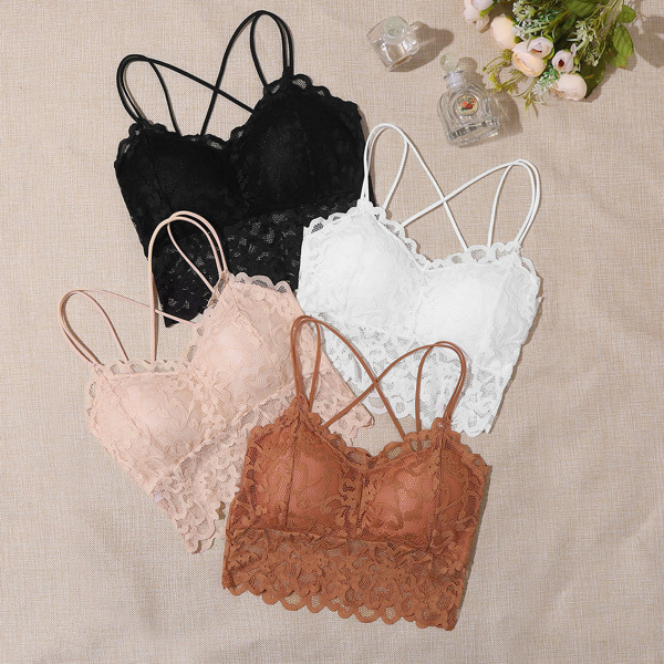 

4pack Floral Lace Bras Set, Multicolor