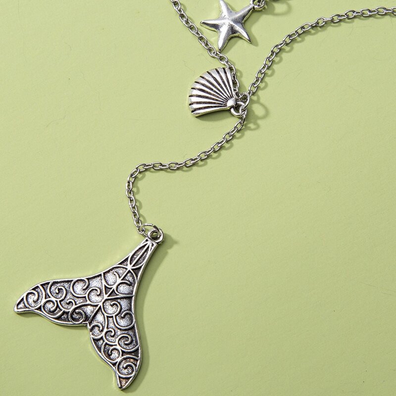 

Fish Tail Charm Necklace, Silver