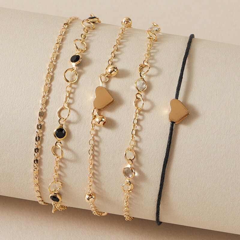 

Heart Charm Anklet, Gold