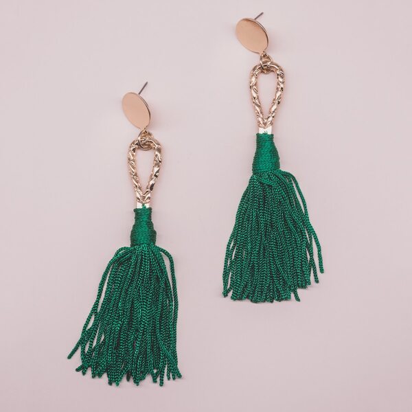 

Tassel Drop Earrings, Green