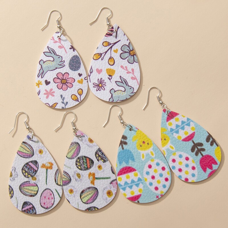 

Cartoon Graphic Water Drop Earrings, Colorful