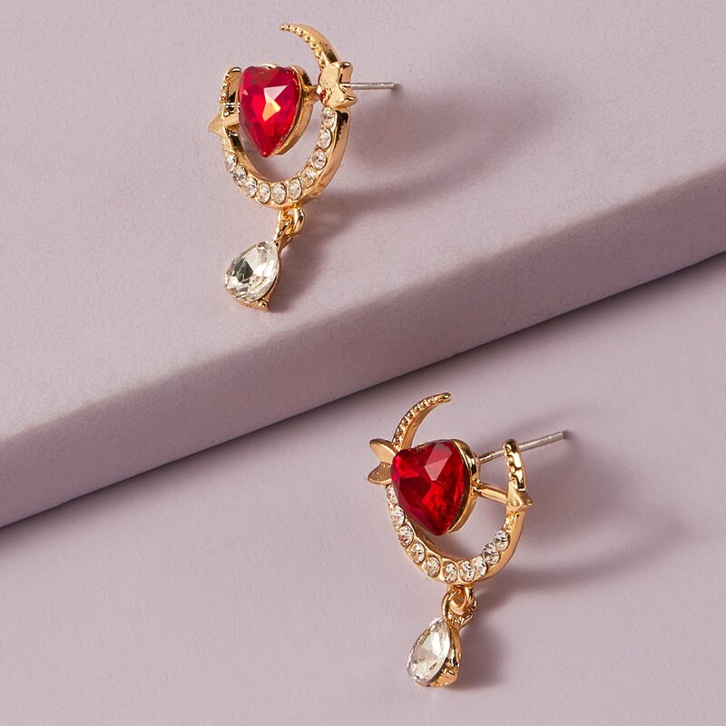 

Rhinestone Engraved Drop Earrings, Multicolor