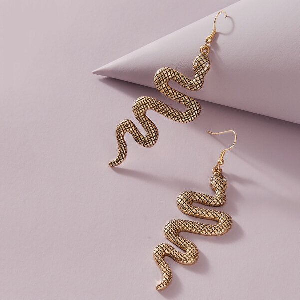 

Serpentine Charm Drop Earrings, Gold