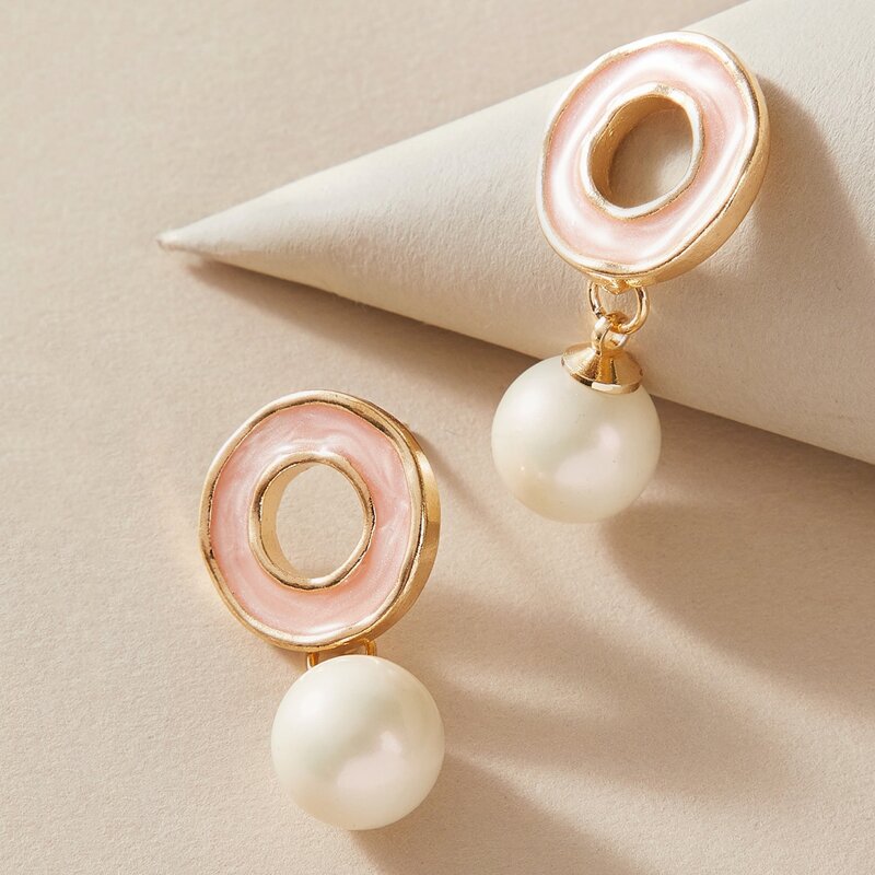 

Faux Pearl Decor Drop Earrings, Pink