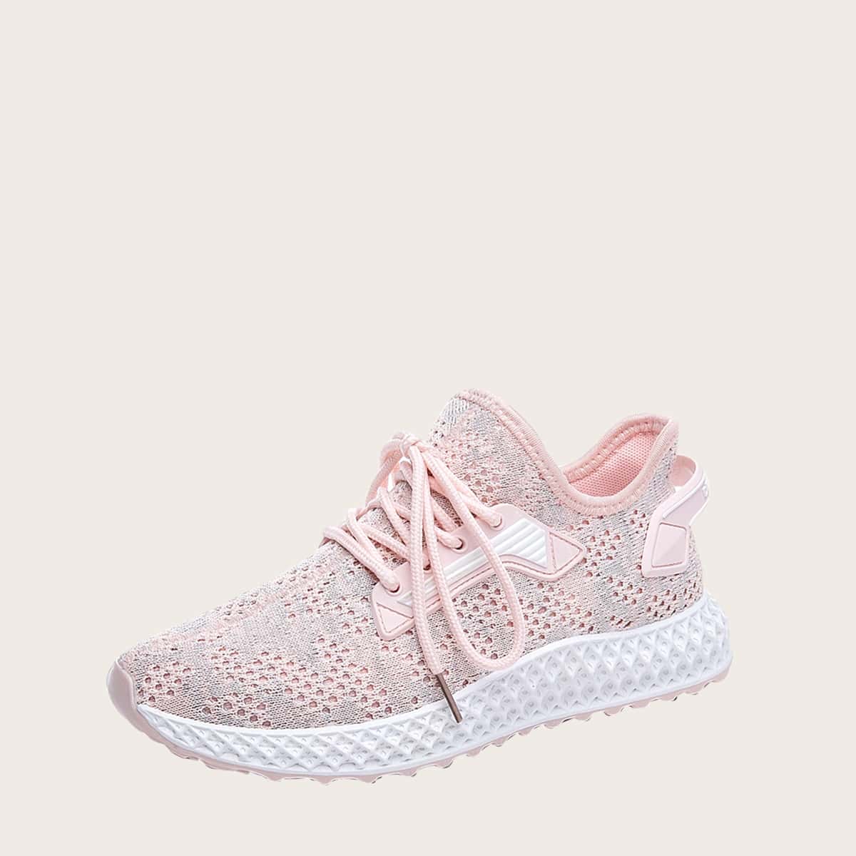 

Lace-up Front Wide Fit Sneakers, Pink