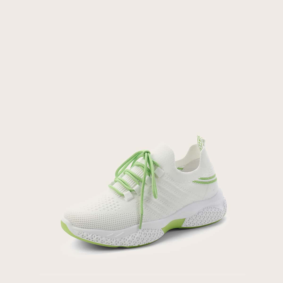 

Lace-up Front Knit Sneakers, White