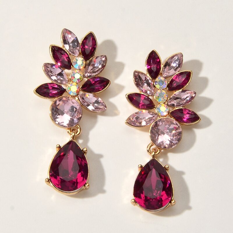

1pair Rhinestone Drop Earrings, Multicolor