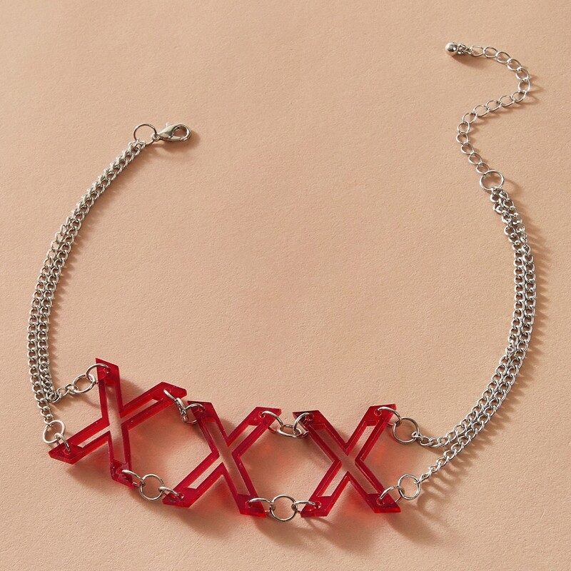 

Letter Charm Choker, Red