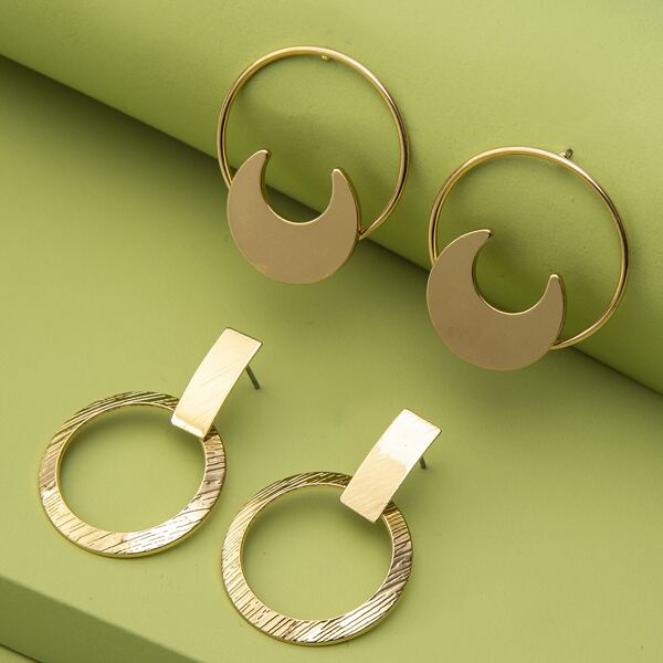 

Geometric Shaped Earrings, Gold