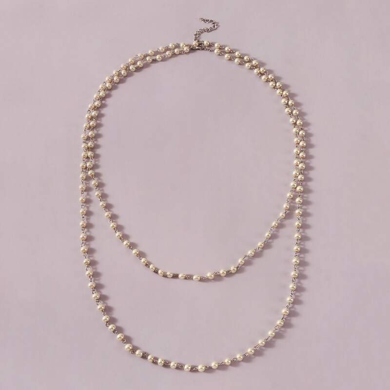 

Faux Pearl Necklace, Silver